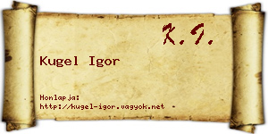 Kugel Igor névjegykártya